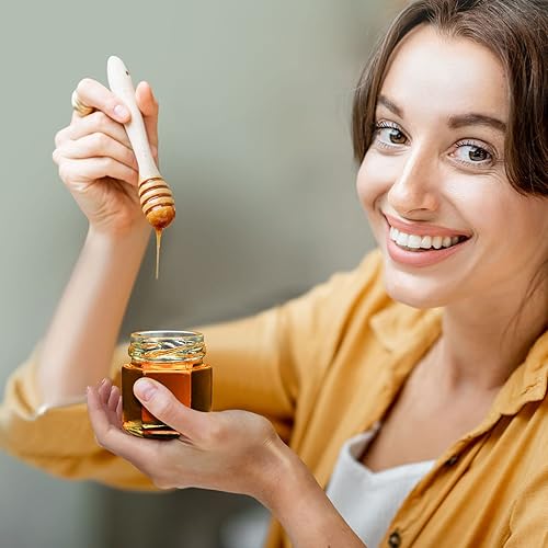 Miniatura 7 de Nuogo Paquete de 100 mini tarros hexagonales de vidrio de 1.5 onzas a granel para bodas, pequeños frascos de miel con tapas para enlatado de