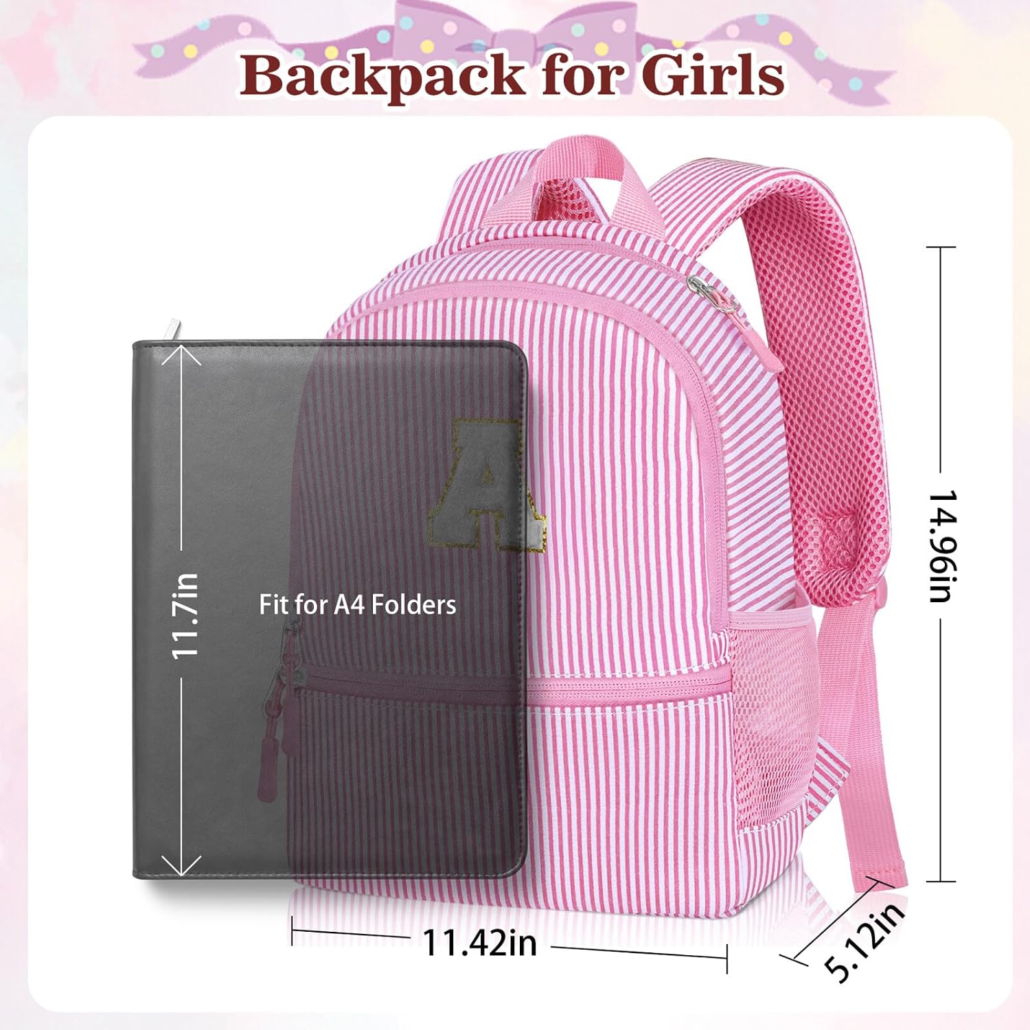 YOOLIFE Personalized Gifts Initial Birthday Gift Backpack Gift for Daughter Gifts for Sister Personalized Backpack Large Pink J