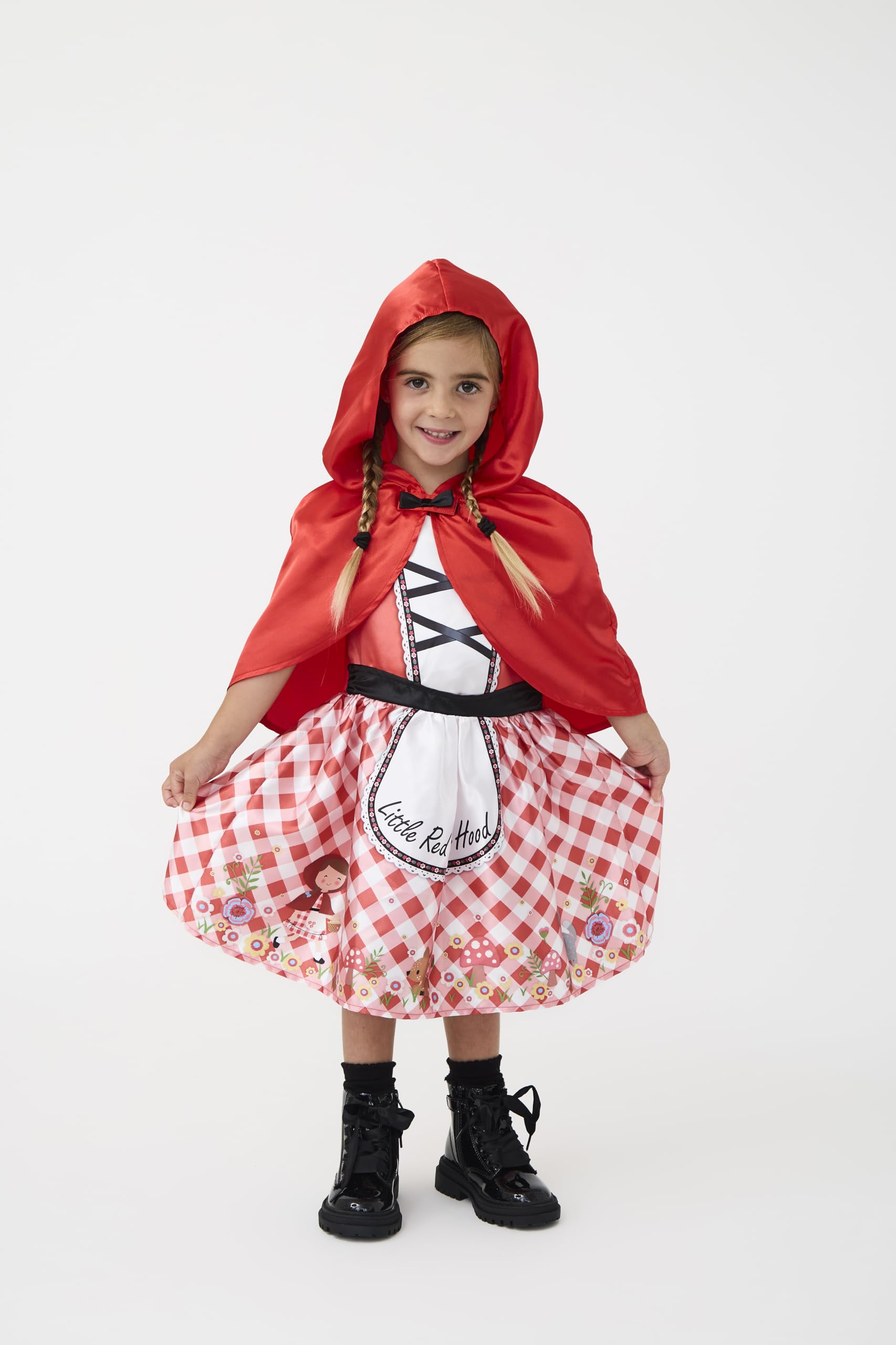 Blues Group Girls Little Red Riding Hood Costume with Cape, World Book Day, Birthday, Halloween, Xmas, Fancy Dress, Role Play Outfit, Ages 3-10 Years, Red (6-8 Years)