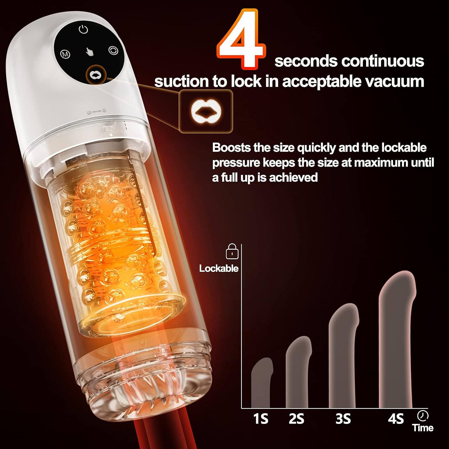 4 in 1 Upgraded Male Masturbator 4s Lockable One-Click Release Vacuum Penis Pumps 7 Rhythmic Suction 7 Smooth Rotation Automatic Pocket Pussy Adult Sex Toys Men(White)