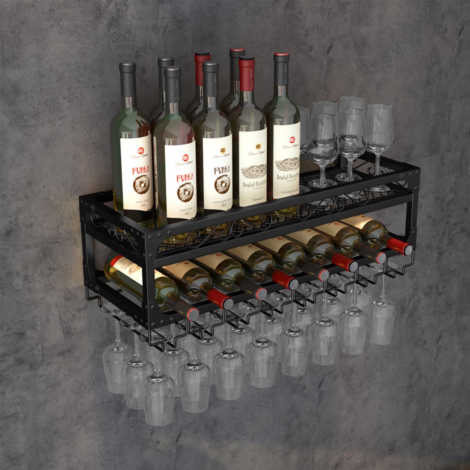 Casier à vin mural avec porte-verres 60 cm pour bar de salon élégant