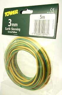 5M of 3mm Green & Yellow Earth Sleeving