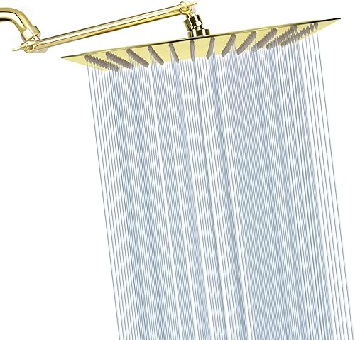 Miniatura 33 de Cabezal de ducha de lluvia con brazo de extensión ajustable de 11 pulgadas, cabezal de ducha cuadrado grande de acero inoxidable de alto flujo