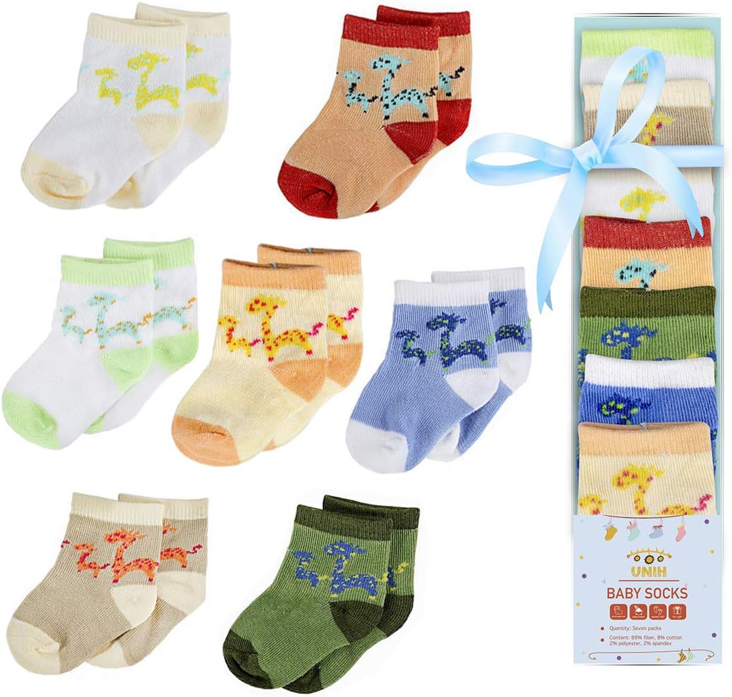 UNIH Baby Boy's & Baby Girl's Cotton Socks (Pack of 7) (20191008_Blue)