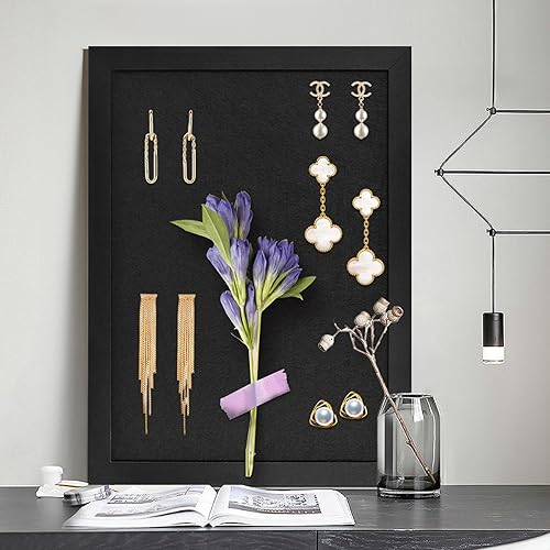 Miniatura 5 de 2 tablones de anuncios negros con fieltro, tablero de visión pequeño de 15 x 11 pulgadas para paredes, joyas, notas, colección, fotos, oficina,