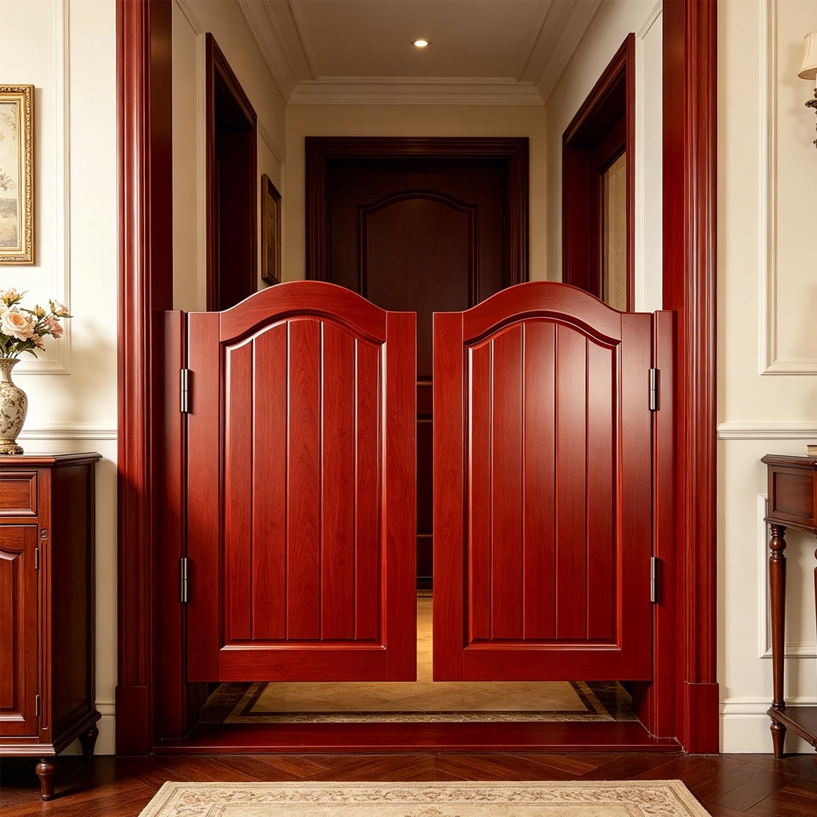 Swinging Half Doors for Doorway, Wood Saloon Swinging Doors with Hinges, Auto-Close Design, 2-Panel Swing Doors for Porch, Kitchen, Bar, Cafe, Hallway & Entrance(H,56x35.4in(W x H))
