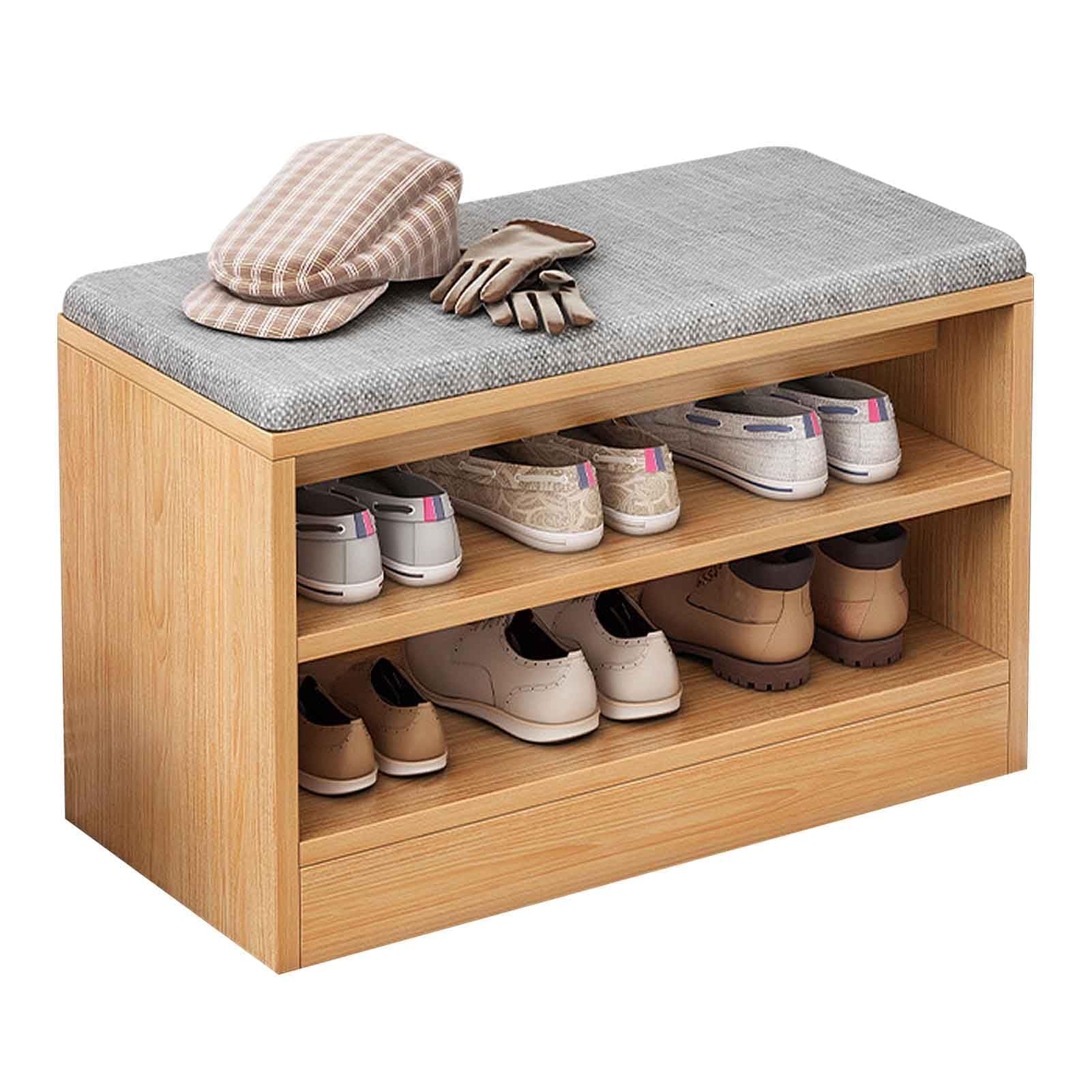MSHGSKU Entryway Shoe Bench nizer with Seat Compact 60cm Shoe Storage Unit for Small Spaces Narrow Shoe Rack Storage Solution for Entry Hallway