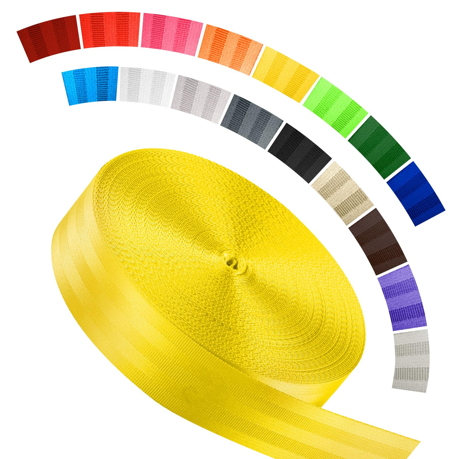 Polyester Webbing Strap 16+Colors – 1"&amp;1.5"&amp;1.9" – 16.5 25 33 55 Yards Heavy Duty Webbing Roll, Flat Webbing Strap for Indoor&amp;Outdoor Gear, DIY Crafting, Repairing
