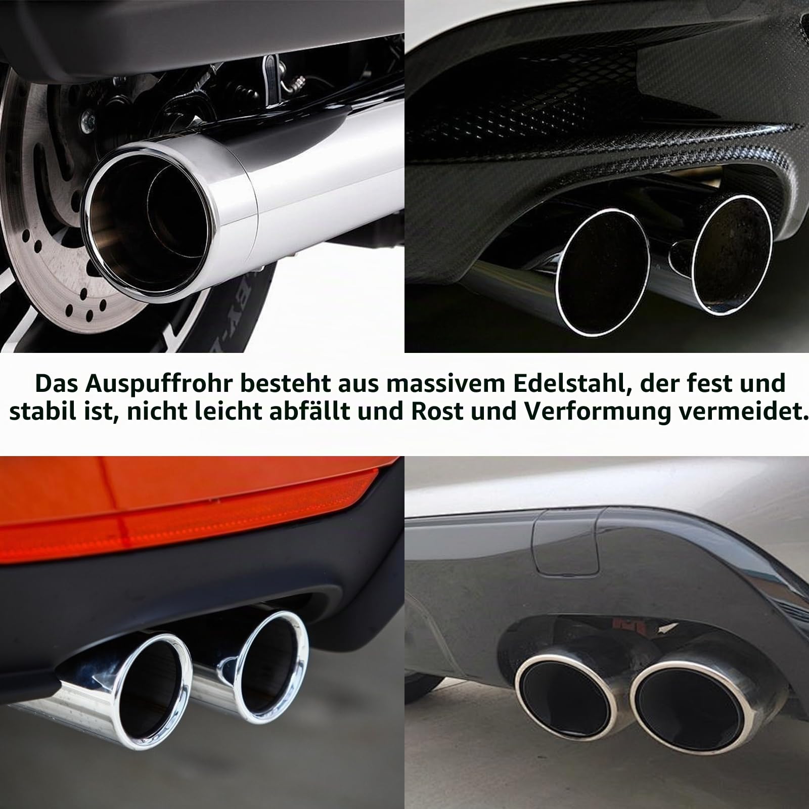 Auspuffspitzen, 170 mm Edelstahl Auto Auspuff mit Doppelwandigen Polierten Design Auslass Auspuffspitze mit 102 mm Luftauslass Schrägschnitt Schalldämpfer Spitze für 63 mm Endrohre (Silber, 2 Stück)