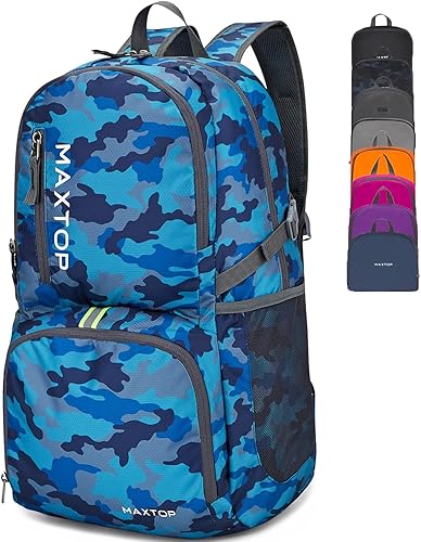 Miniatura 9 de MAXTOP Mochila plegable ligera de 40/50L para senderismo, viajes, camping, resistente al agua, plegable, para viajes al aire libre Azul /