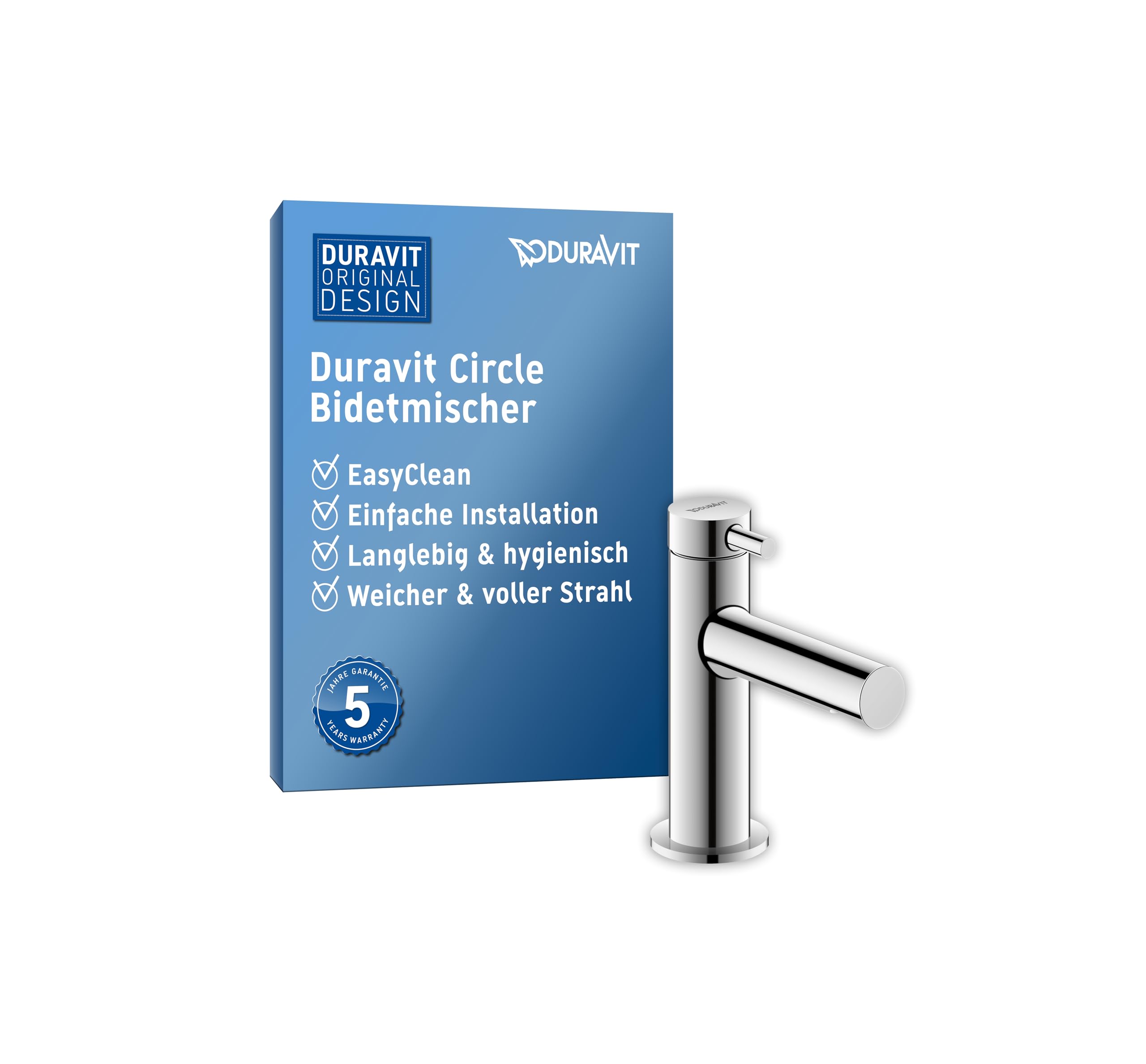 Duravit Circle Standventil (Auslauf Höhe 78 mm), Kaltwasser Waschtischmischer, Kaltwasserhahn Bad, Kaltwasserarmatur, Chrom