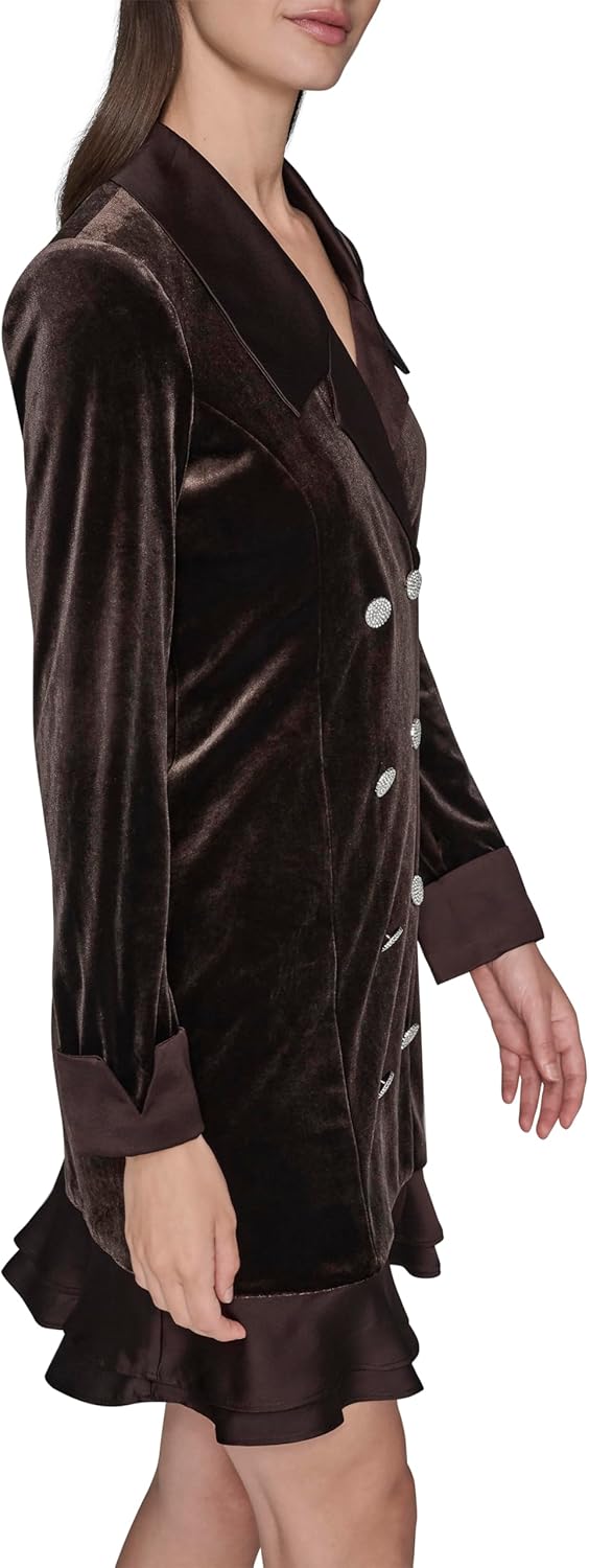 Karl Lagerfeld Women's Novelty Button Collared Blazer Mini Dress