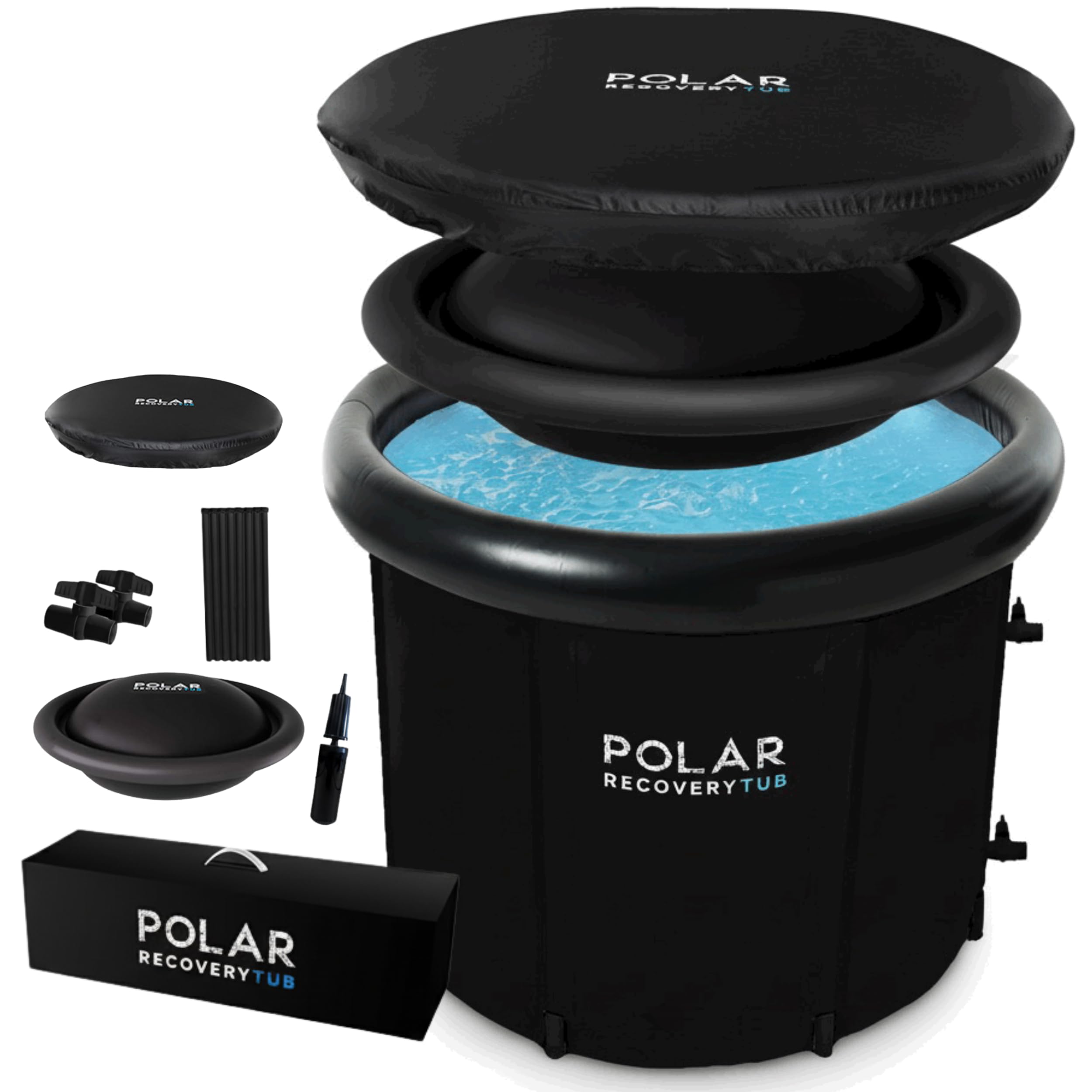 Polar Recovery 2.0 Ice Bath β Upgraded 2025 Award-Winning 370L Portable Cold Plunge Tub with Rain-Repellent Lid & Dual Valves β Chiller-Compatible Ice Bath Tub for Athletes & Cold Water Therapy