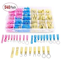 Vista 8 de Nilight 540 conectores de alambre termorretráctiles, impermeables, kit de terminales eléctricos marinos automotrices, anillo, horquilla, espada