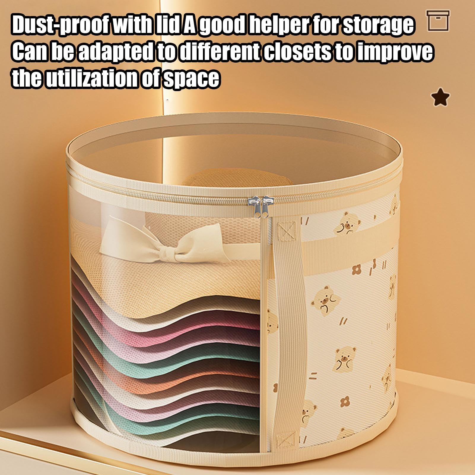 LAFANDE Foldable Round Edged Hat Storage Bag, Baseball Caps Organzier With Zipper Dustproof Lid & Visible Window, Clear Hat Organizer Bucket for Women & Men Storage