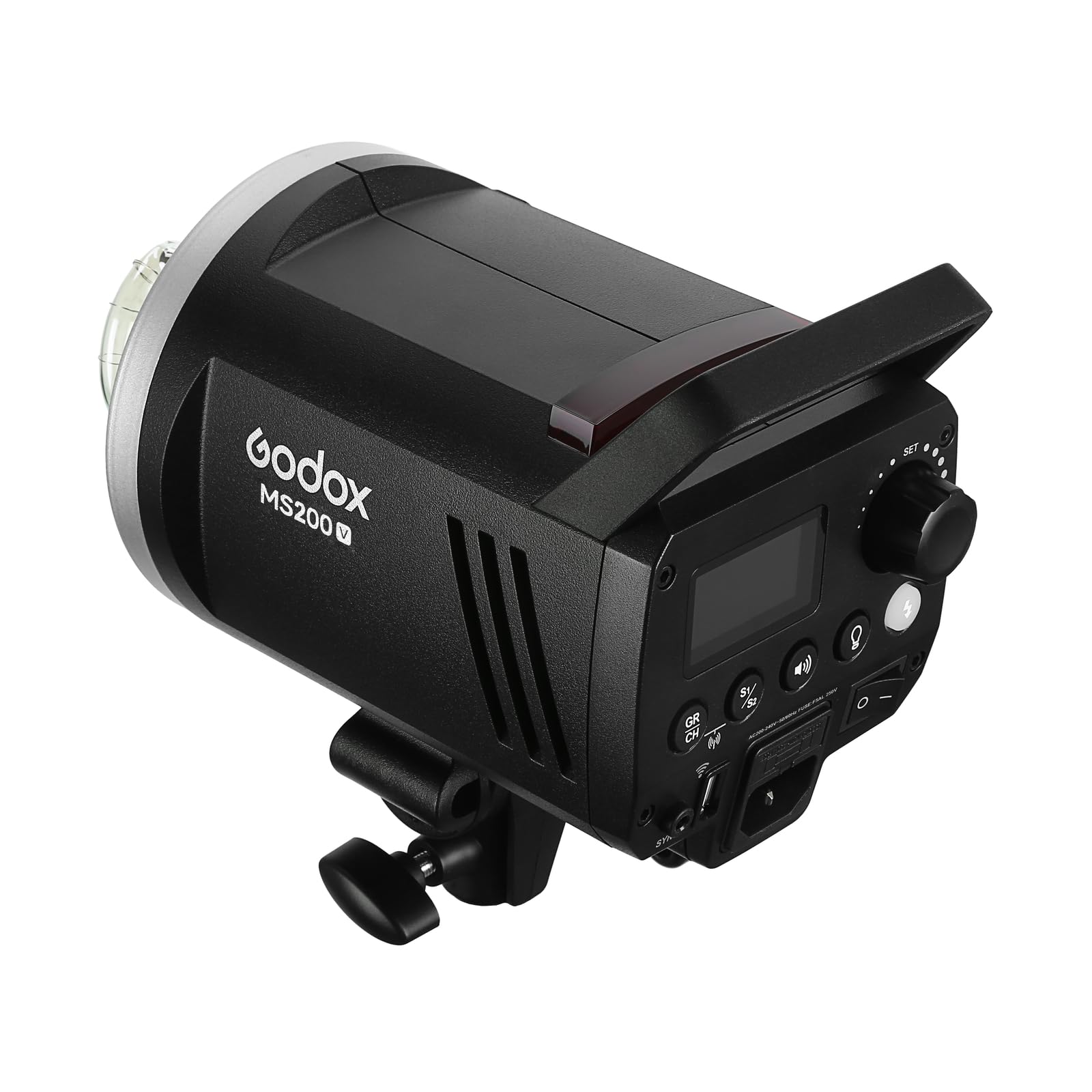 Godox MS200V MS200-V 200W Studioblitz mit aufgewerteter LED Modellierungslampe,2.4G Drahtlos X-System Bowens Mount Studio Strobe, mit 10 W LED-Einstelllampe für Mode,Werbung, Fotografie