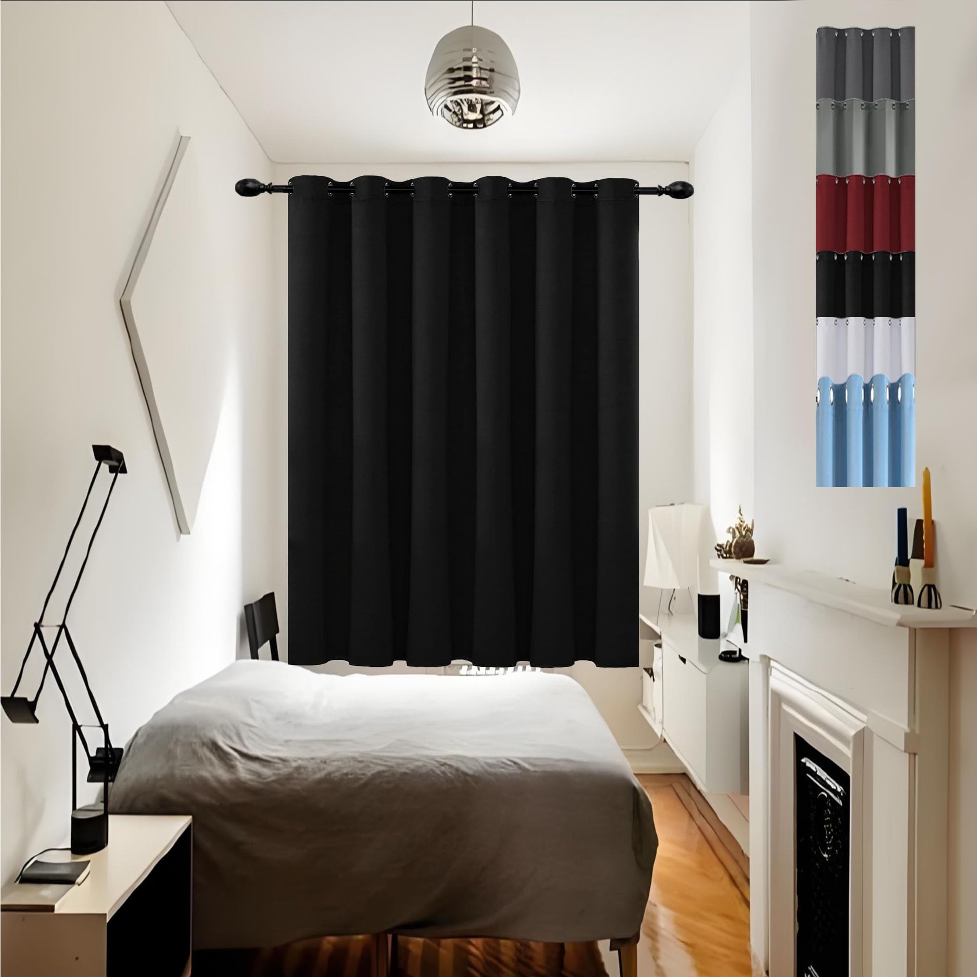 GOUSUN Thermal Curtains Eyelet 110 x 120 cm Decorative Blackout Curtains Curtain Door Curtain Soft Thermal Insulated for Bedroom,1 Panels, Black