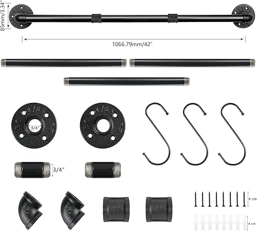 Vista 75 de Toallero de tubo industrial, resistente para montar en la pared, rústico, para baño (negro, 16 pulgadas)