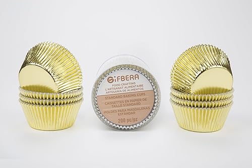 Vista 3 de Gifbera Moldes Estándar para Cupcakes de Lámina Dorada, Envoltorios Metálicos para Hornear, 200