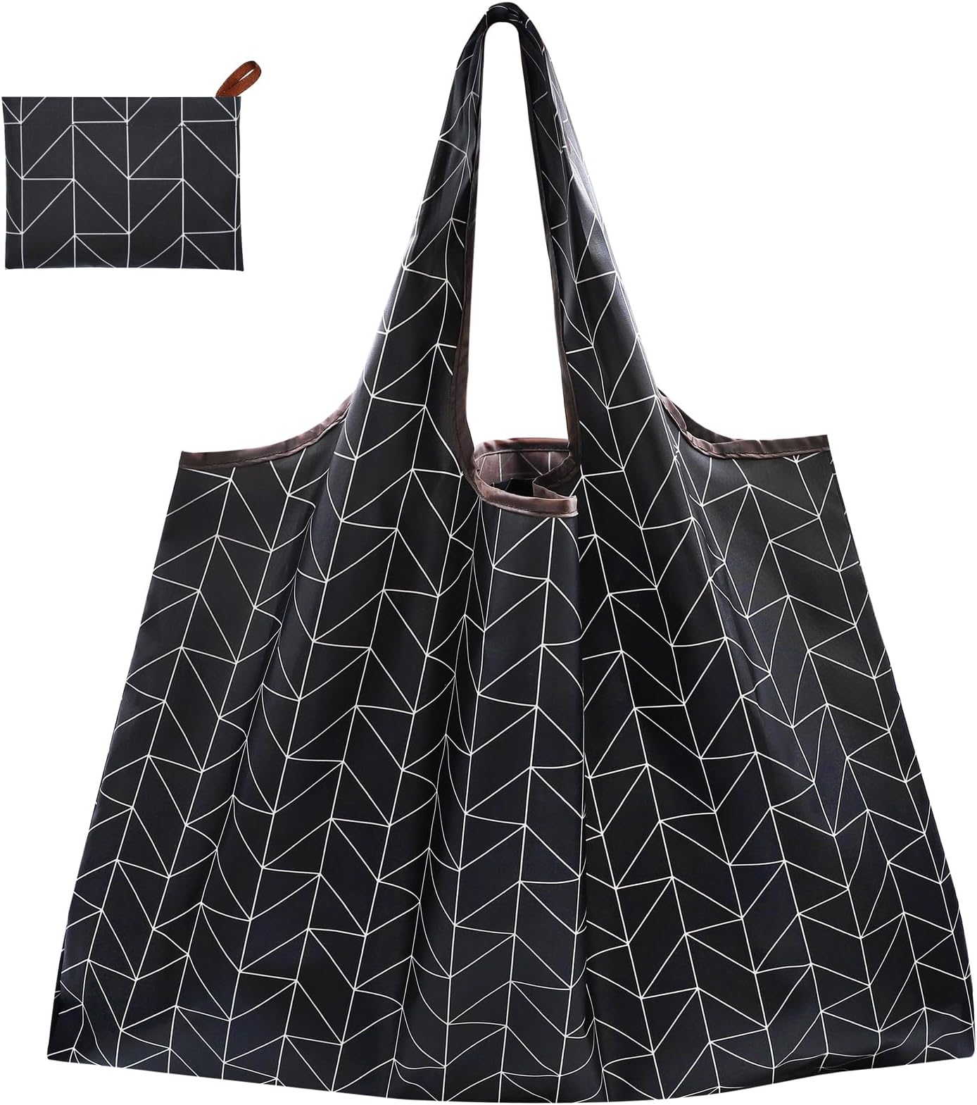 Foldable Reusable Shopping Bags, Large Folding Shopper Bag, Lightweight Tote Bag Grocery Bag, Washable Handbag Portable Pouch for Daily Use Shopping Travel, 53 X 66 cm