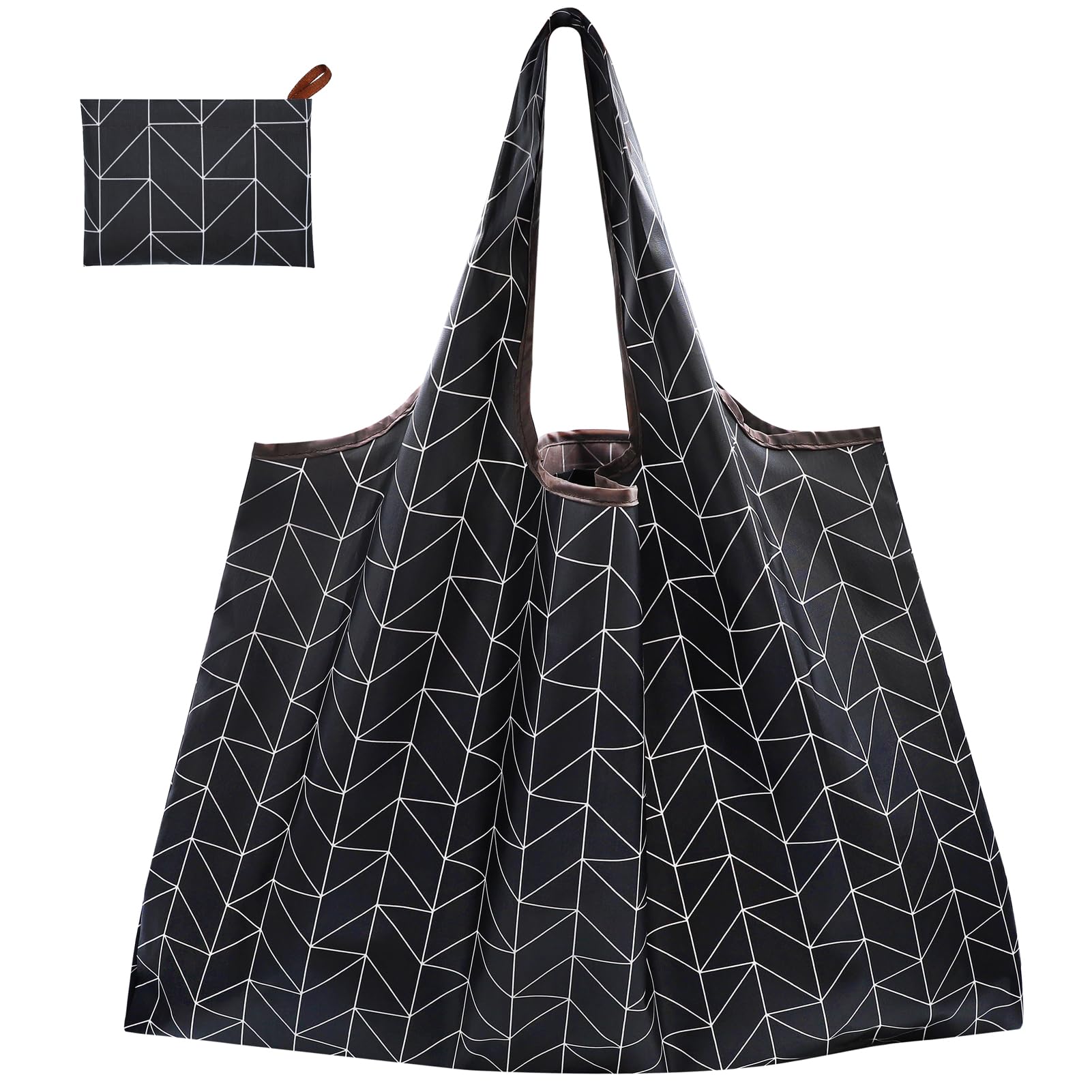 CHEESANHERR Foldable Reusable Shopping Bags, Large Folding Shopper Bag, Lightweight Tote Bag Grocery Bag, Washable Handbag Portable Pouch for Daily Use Shopping Travel, 53 X 66 cm (Black Arrow) — image 1