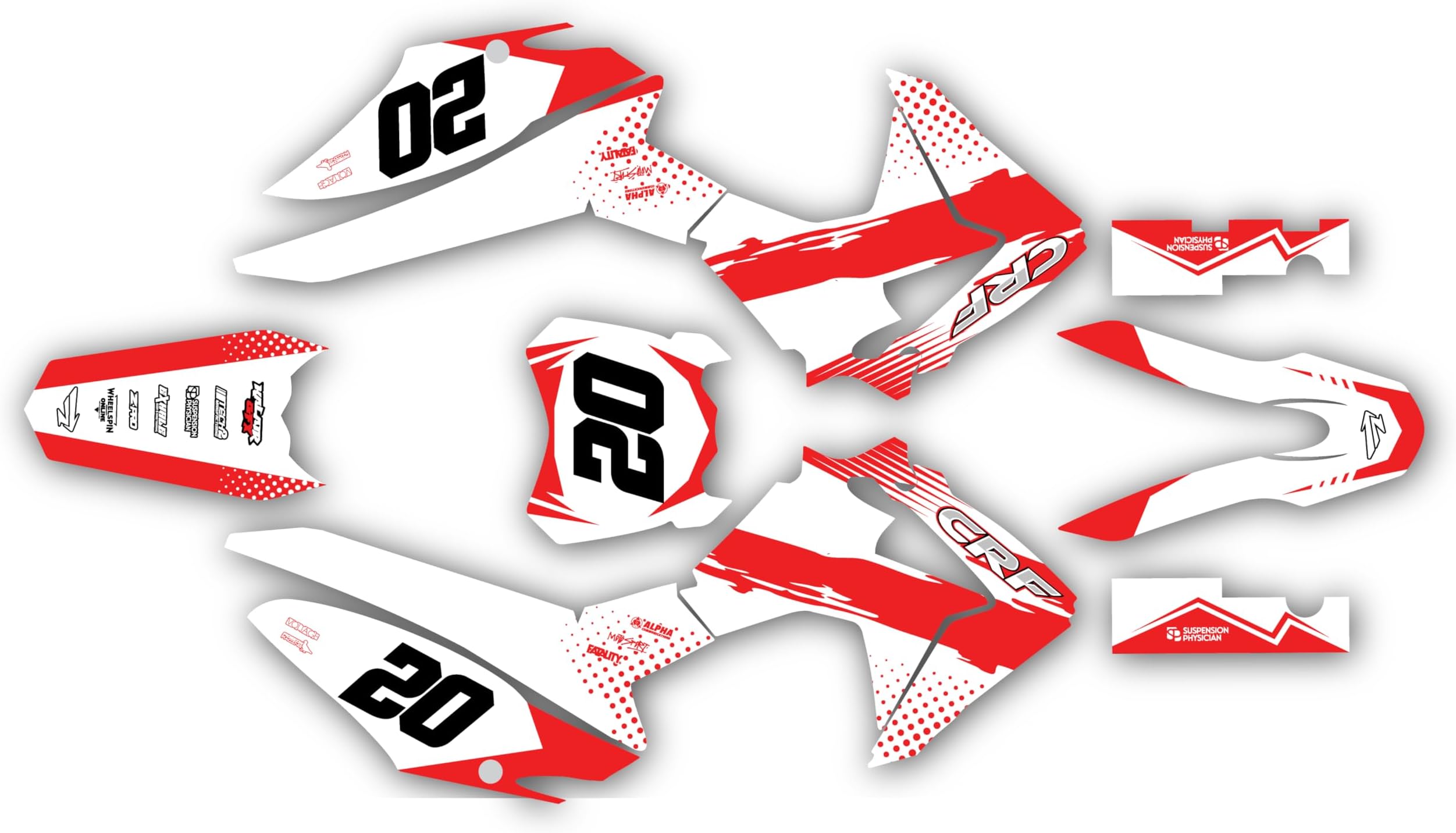 Graphics Kit for Honda CRF125F (2013-2018) Spear Series Red 16 Mil - On/Off the Road - Dirt Pit Bike Motorcycle Stickers, Dirtbike Racing Automotive Decal Motocross Accessories no-Plastics