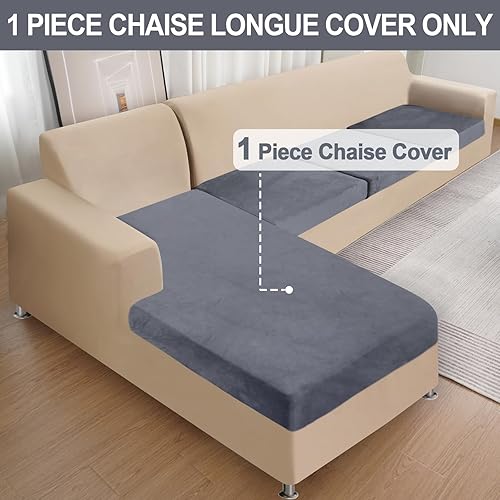 Miniatura 2 de Funda para sofá, 1 pieza, funda de terciopelo para sofá seccional, fundas de cojín separadas en forma de L, protector de muebles para perros y