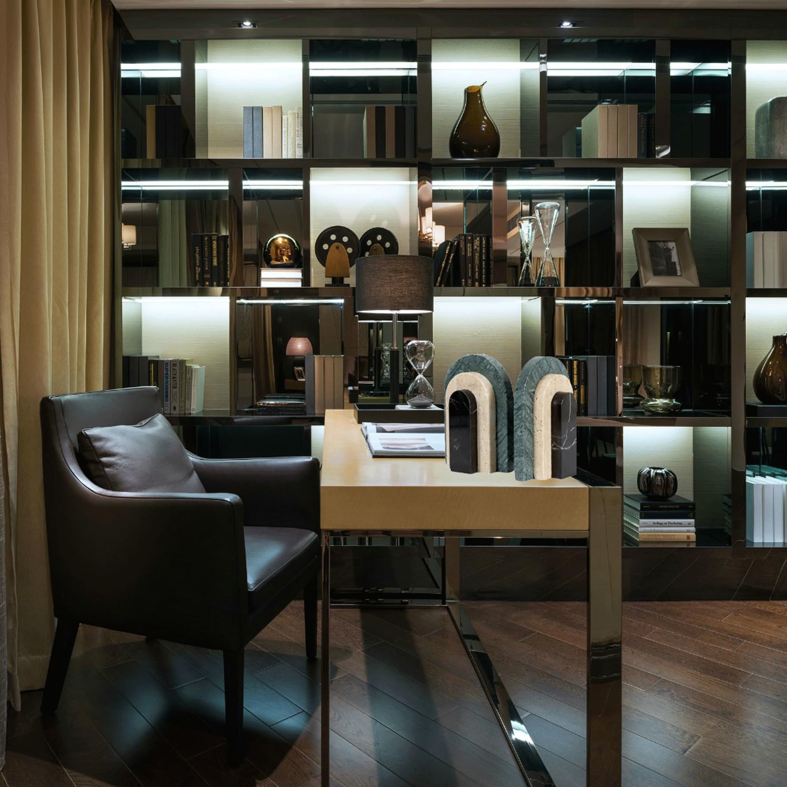 Fermalibri minimalisti in marmo, fermalibri decorativi in stile italiano moderno per ufficio, scrivania, decorazione per la casa