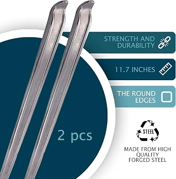 2pc Tire Iron Motorcycle Tire Spoons Levers Tire Changer Spoons Dirtbike Tire Changing Tools Set Remover Heavy Duty Steel Tyre Removal Tool Spoon for Dirt Bike Scooter Bicycle Mower (11.7 inch)