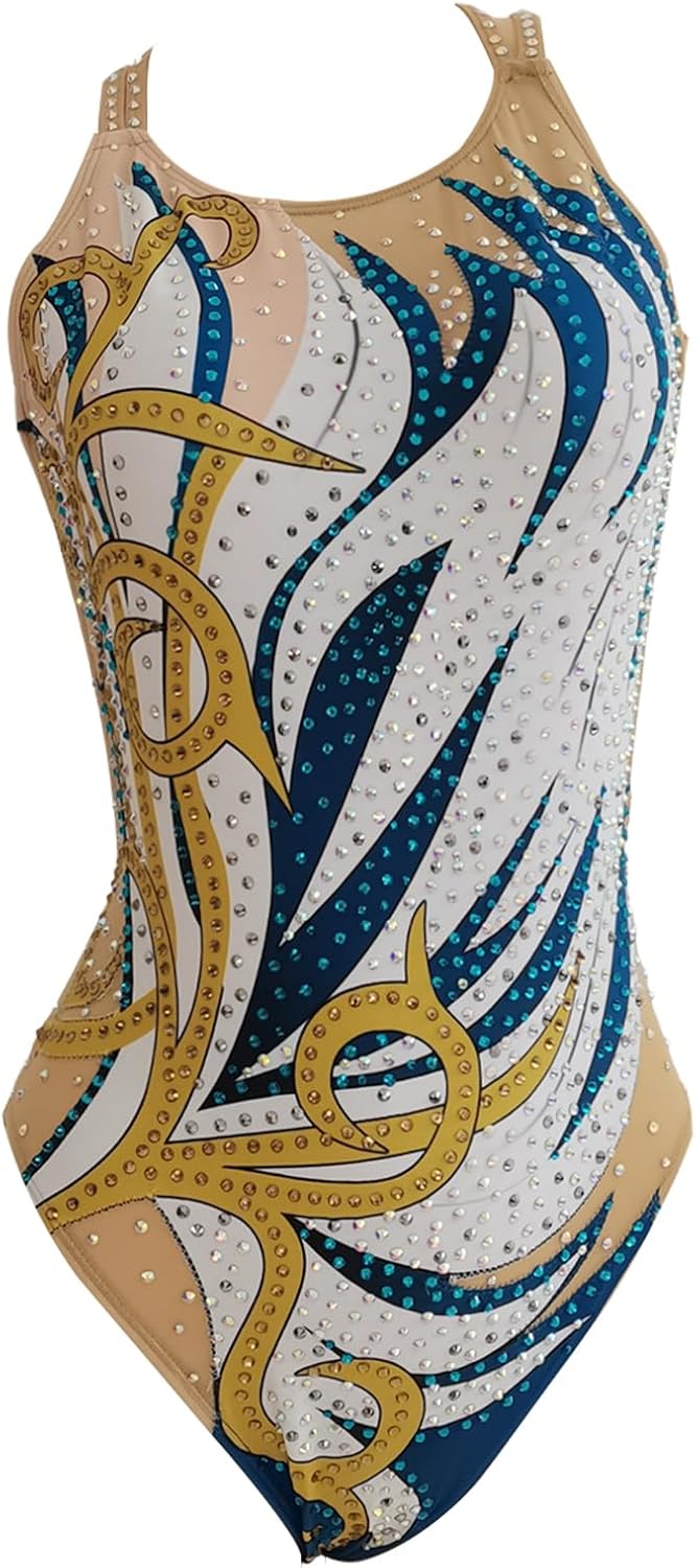 LIUHUO Girls Synchronized Swimming Suit Blue White Yellow Women's Swimsuit Water Sports Comfortable Swimjoy Ten Sizes