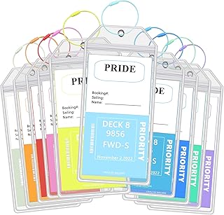 10Pcs Carnival Luggage Tags for Cruise Ships 2023 Cruise Accessories Must Haves for Carnival Cruise Ship Luggage Tags Holder Cruise Essentials Carnival Plastic Luggage Tags for Cruise（Colorful Style)