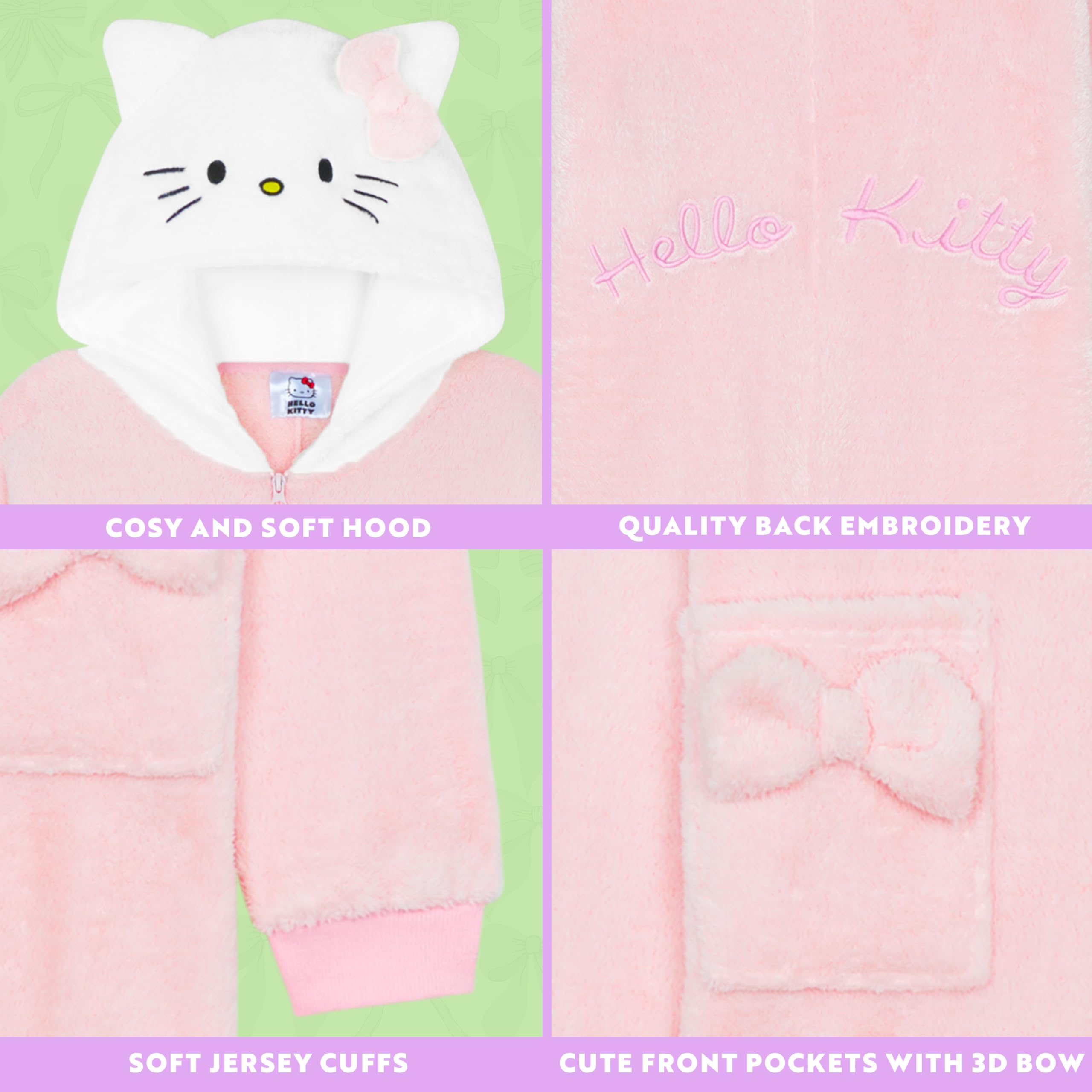 Hello Kitty Sanrio Pijama Entero Niña y Adolescente con Capucha, Pijama Una Pieza, Polar Ropa de Dormir, Regalos de Anime