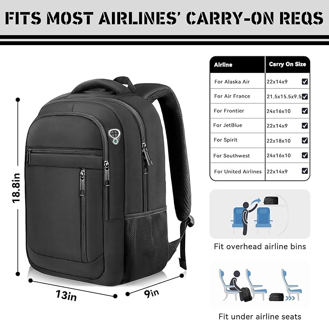 Mochila de viaje ligera para hombre 40L con compartimento laptop 17.3 miniatura 2