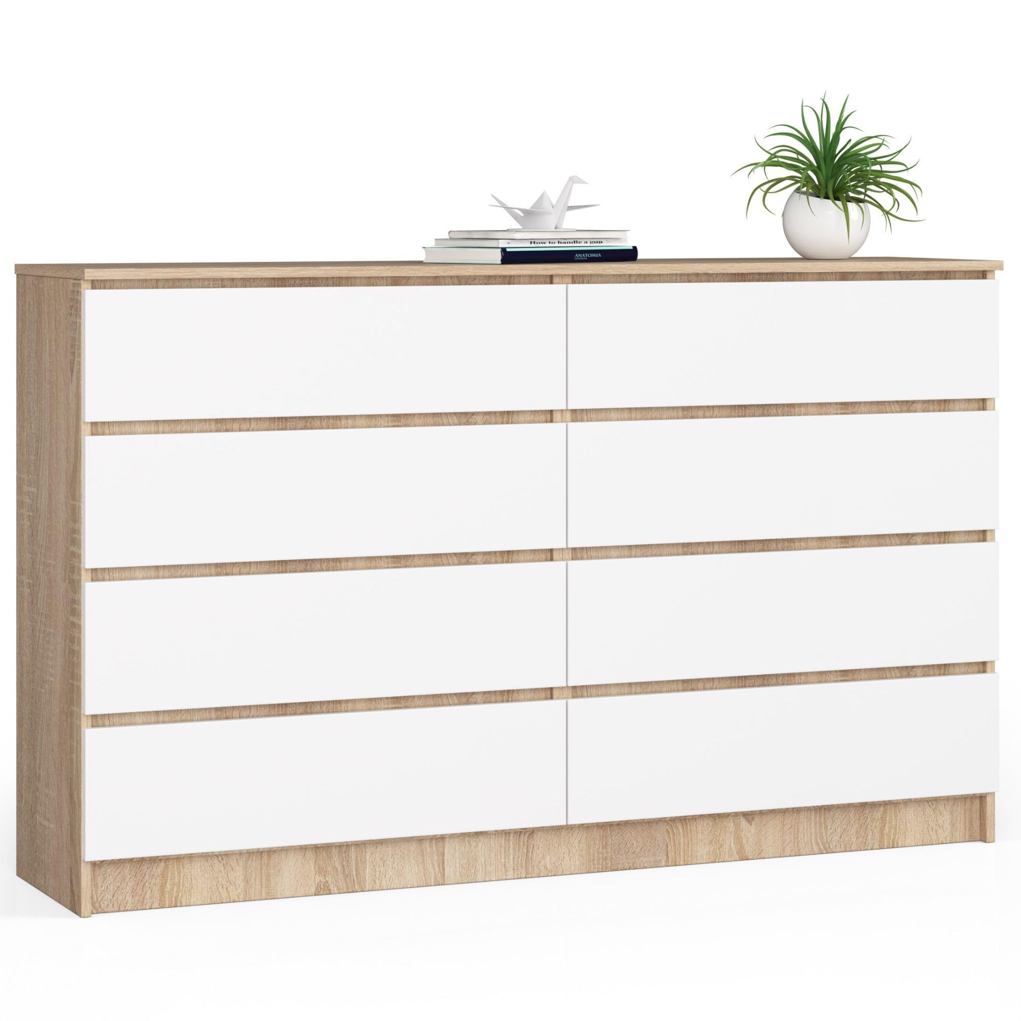 AKORD Cassettiera K140 138 cm, 6 cassetti, Rovere Sonoma