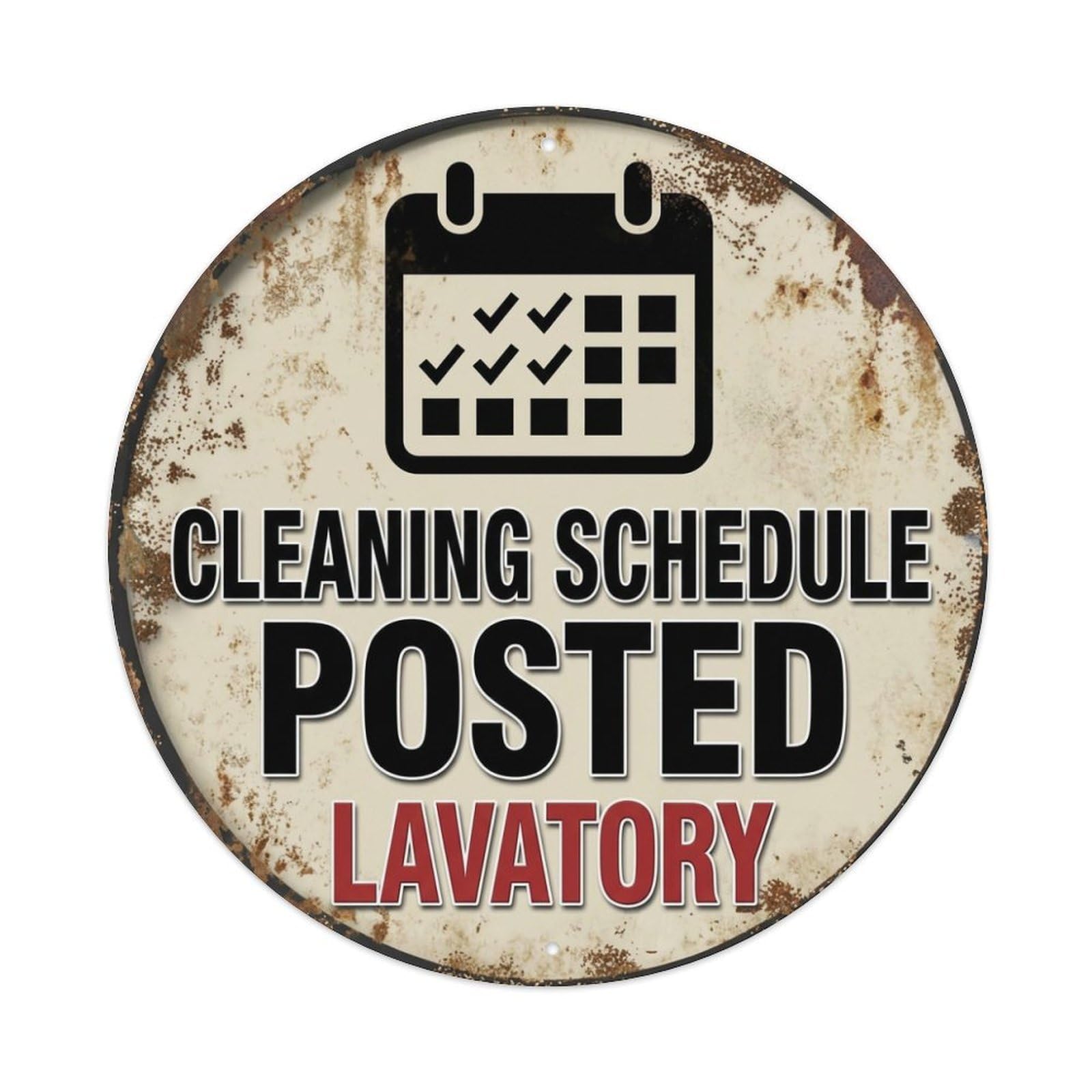 Metal Tin Sign Cleaning Schedule Posted Lavatory Warning Sign