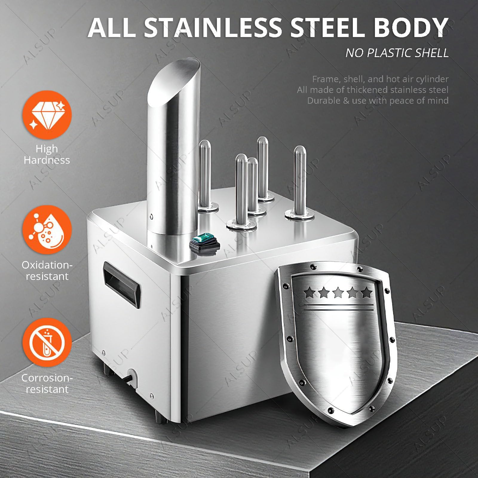 Pulidora eléctrica de copas de vino, diseño de acero inoxidable, cepillos extraíbles, secado instantáneo para bares, restaurantes, hoteles, cocinas, 3 cabezales