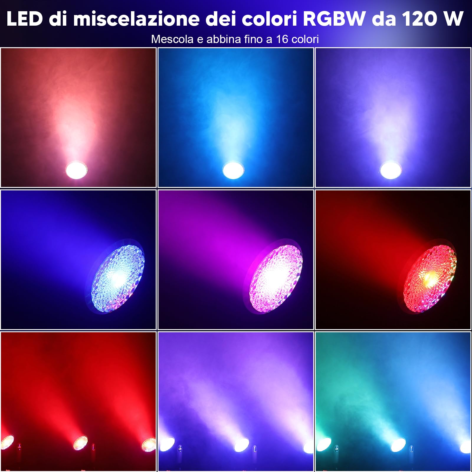 Betopper 120W Teste Mobili 4 in 1 Luci Discoteca Demon's Eye COB DMX512 Control Luci da palco Luce da palcoscenico per Matrimonio DJ Party Live Band Mostra