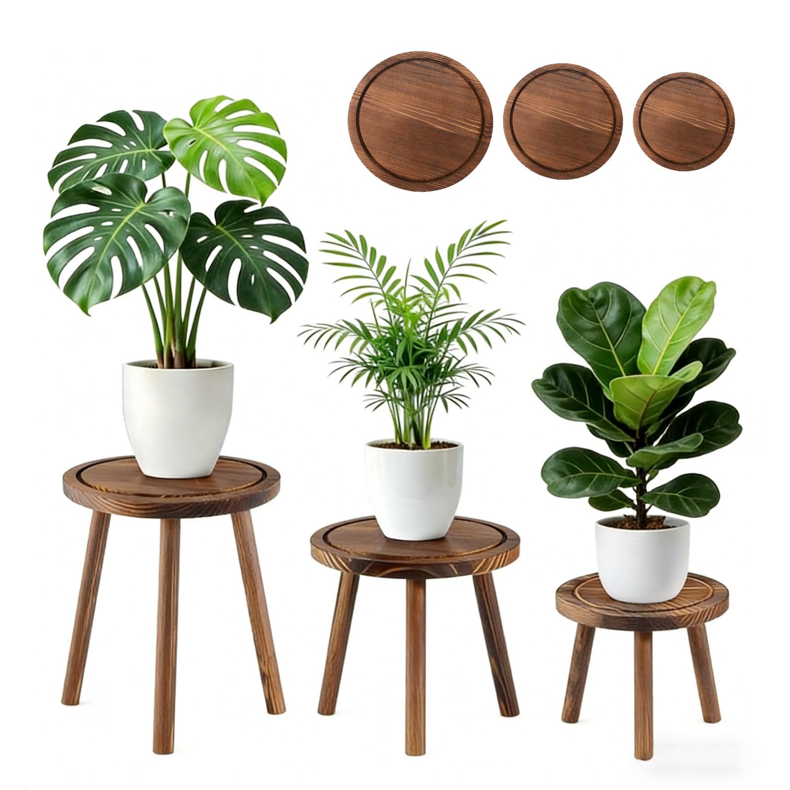 SIGONE Plant Stand Indoor Set of 3, Corner Plant Display Rack Plant Stool for Balcony Living Room Office Small Spaces and Outdoor Gardens