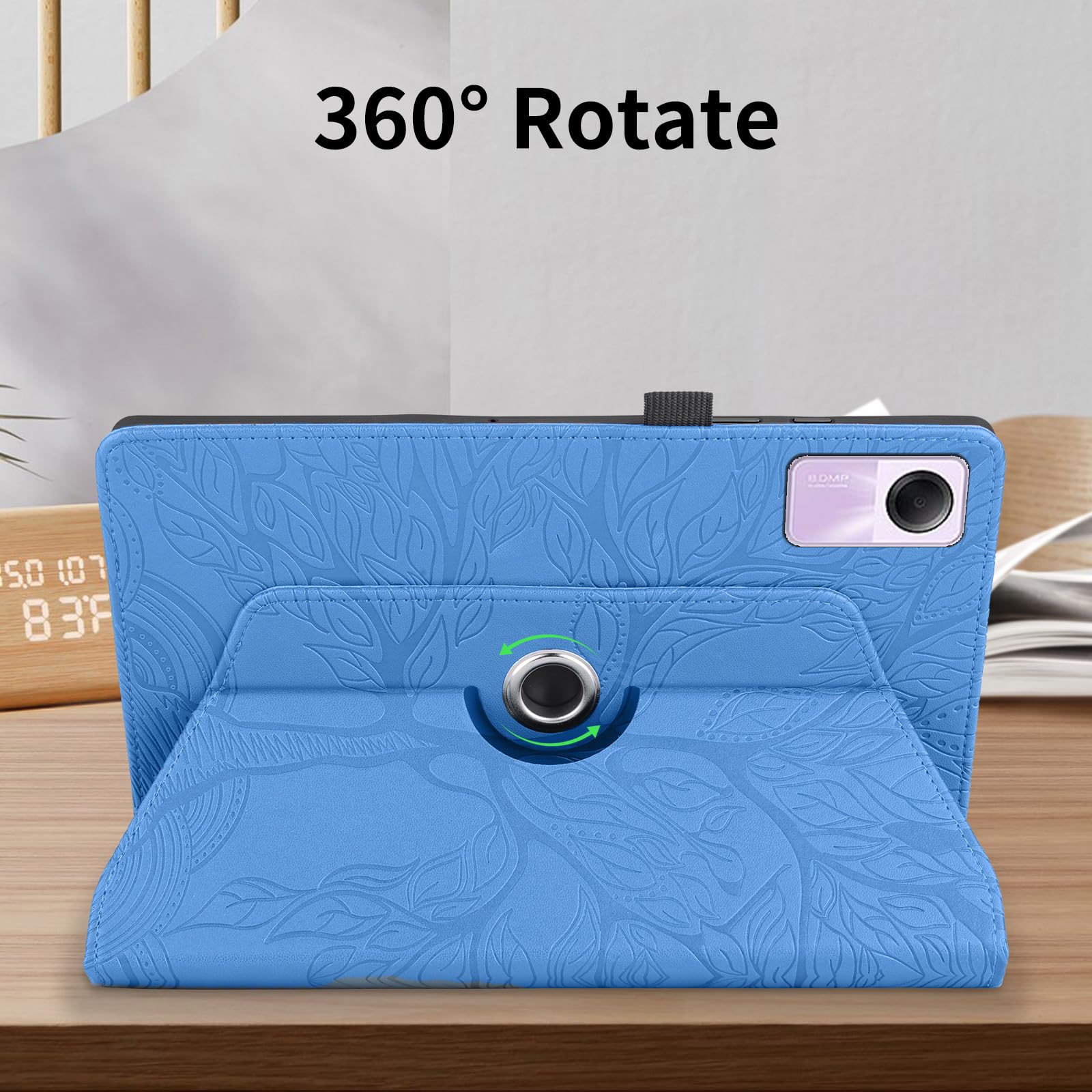 TEDTIKJT Custodia per Xiaomi Redmi Pad 2 11 2025 (WiFi) Custodia Pelle PU Flip 360°Multi Angolo Ruotabile Supporto Protezione Tablet Cover per Xiaomi Redmi Pad 2 11 2025 (WiFi), Blu Albero