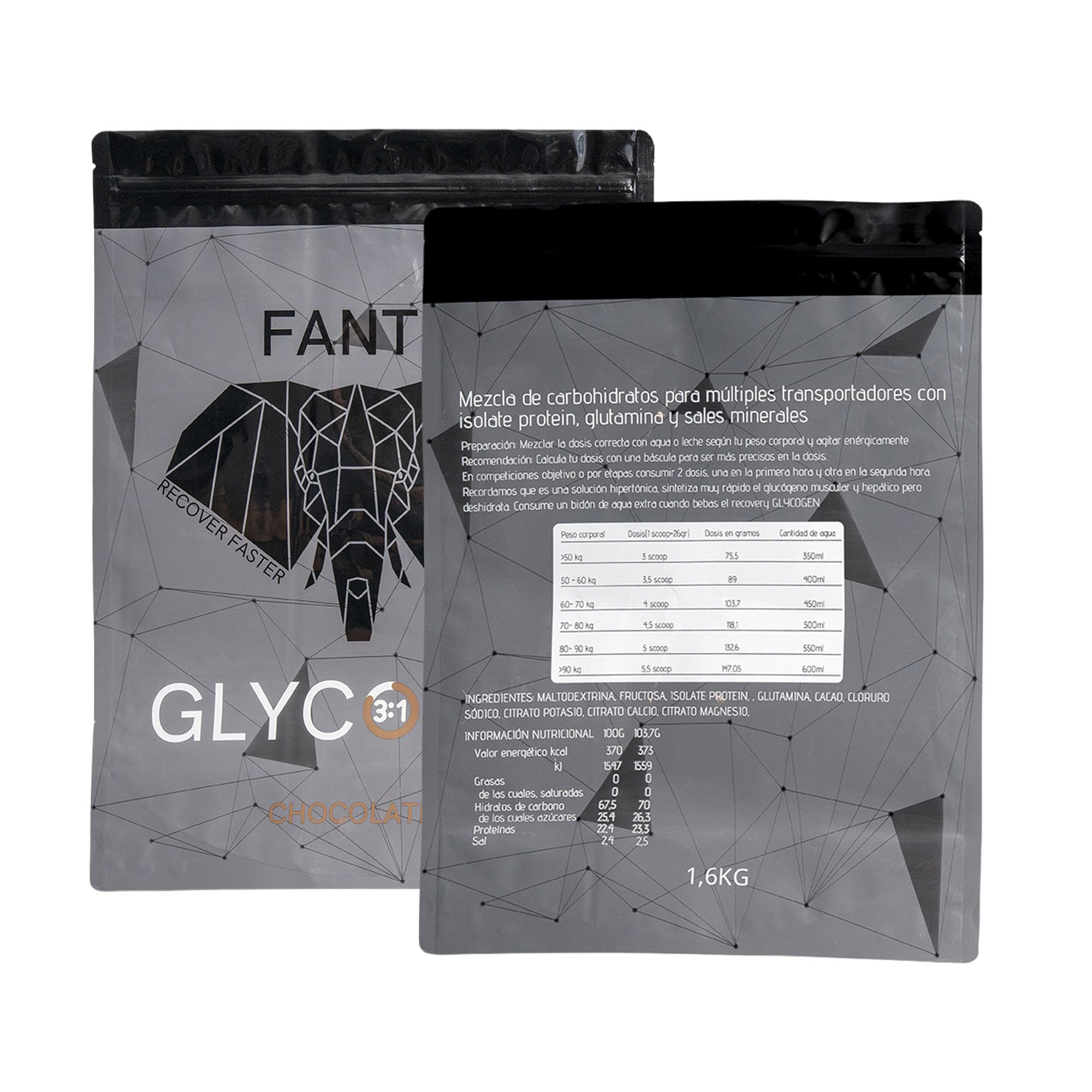 Fanté Glycogen Recovery Drink | Recuperación Muscular Óptima con Proteína Aislada de Suero | 3:1 Carbohidratos:Proteína | Mezcla de Carbohidratos para Glucógeno Muscular y Hepático