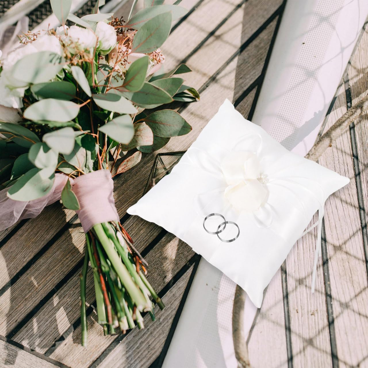 Winomo Cuscinetto avorio per fedi nuziali, per matrimonio, bocciolo 20 x 20 cm