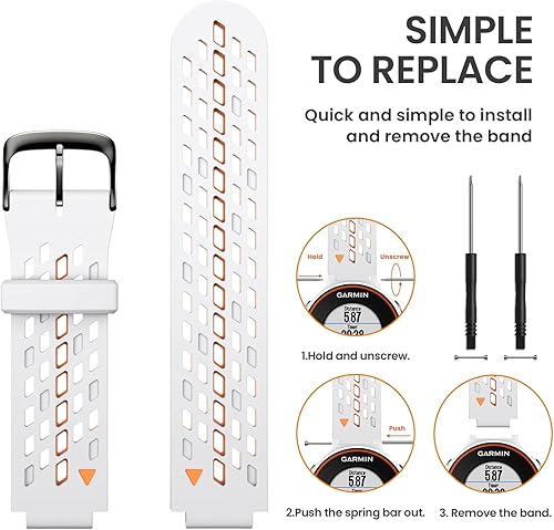 Miniatura 4 de CUZOW Para Garmin Forerunner 235Forerunner 620735XT220230630Approach S20S6S5, correa de reloj de silicona suave de dos en uno de repuesto,