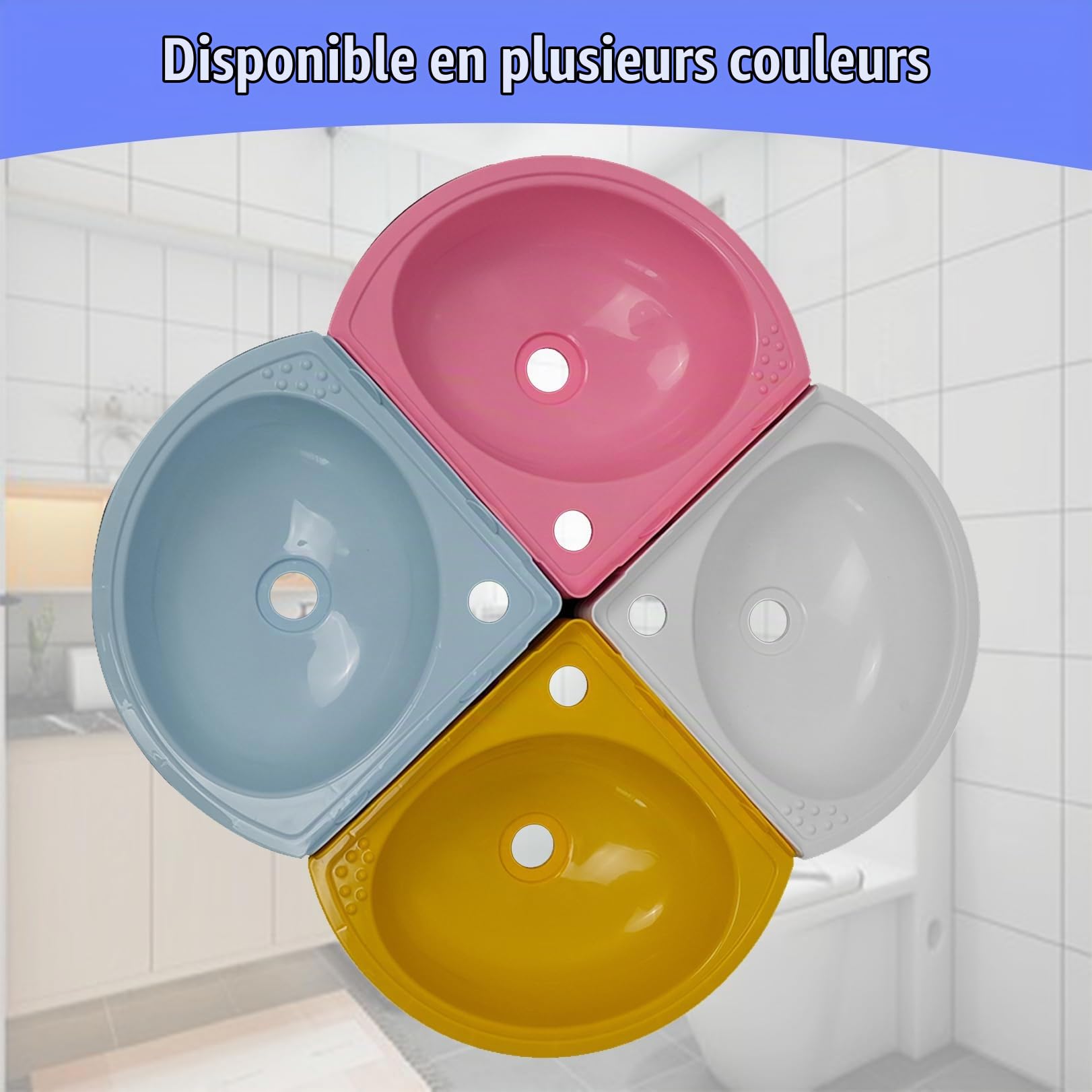 Lavabo d'angle Petit Évier Mural en Plastique Lavabos de Salle de Bain Suspendre Mini Lavabo de Camping-car, Lave-Mains d'angle Extérieur Pour Caravane Toilettes Sous-sol