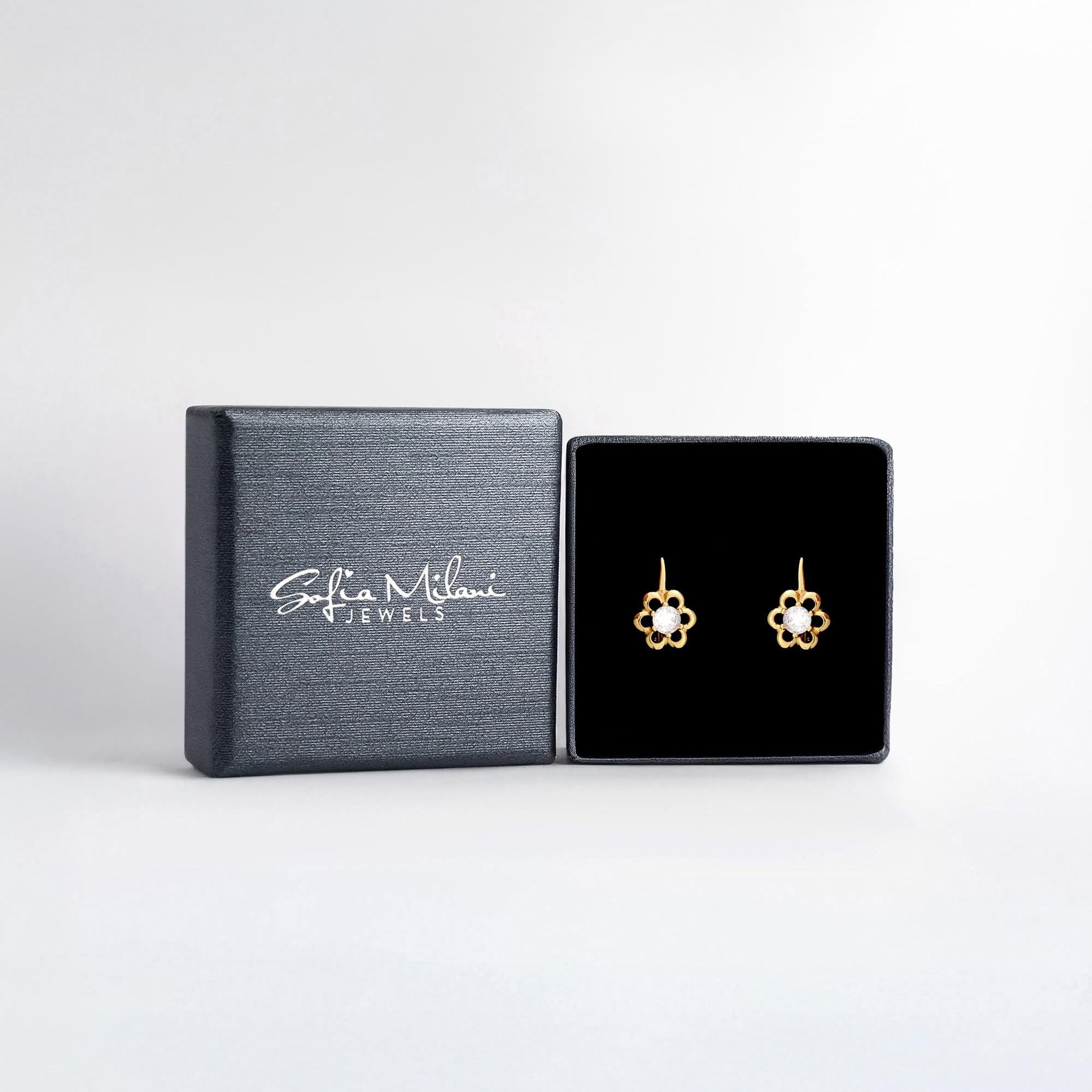 SOFIA MILANI - Boucles d'Oreilles pour Femme en Argent 925 - avec Pierres de Zircon - Boucles d'Oreille Pendantes en Forme de Fleur