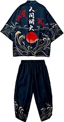 Conjunto de jaqueta quimono japonês, elegante, frente aberta com shorts, cardigã estampado estilo chinês