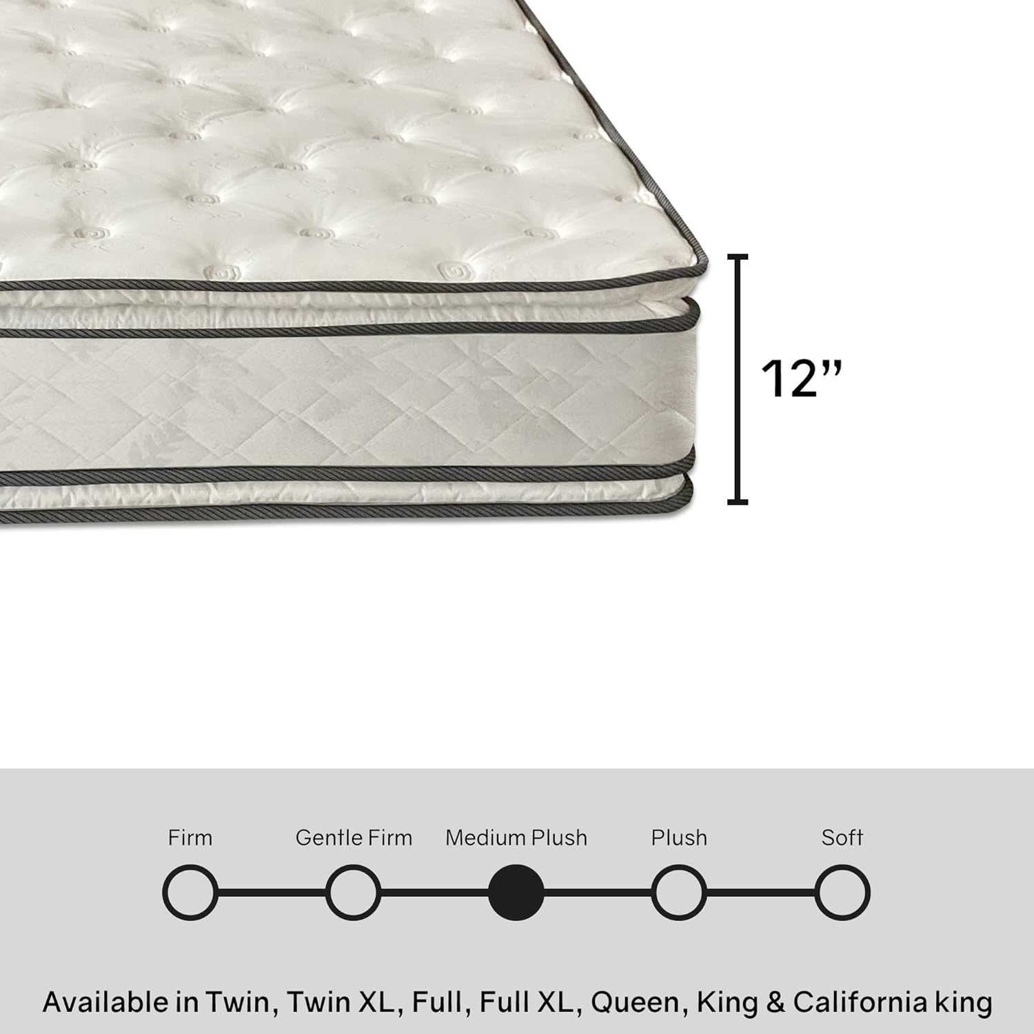 Greaton, 12-Inch Pillow top Double-Sided Medium Firm Innerspring Mattress, King