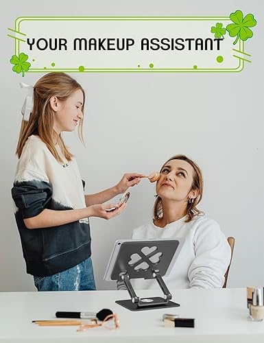 Miniatura 5 de Soporte para tablet para iPad, soporte de escritorio de aluminio giratorio de 360, soporte de escritorio ajustable y plegable compatible con iPad