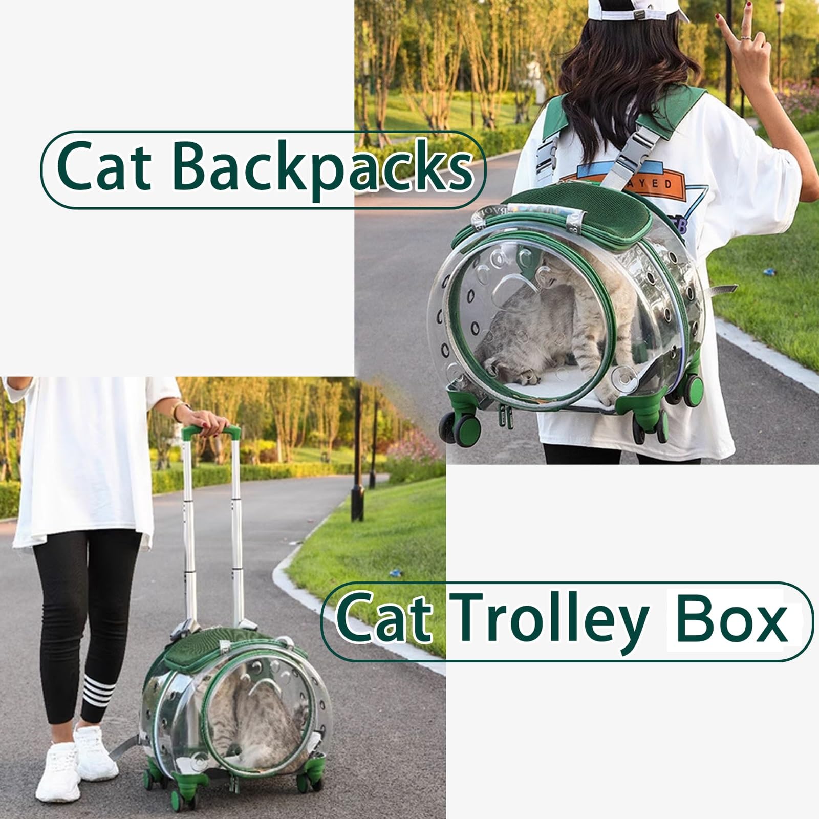 Mochila de Viaje para Mascotas con Ruedas, Funda con Carrito para Mascotas, Mochila para Perros y Gatos, Diseño Ventilado para Viajes, Senderismo y Uso al Aire Libre(Orange)