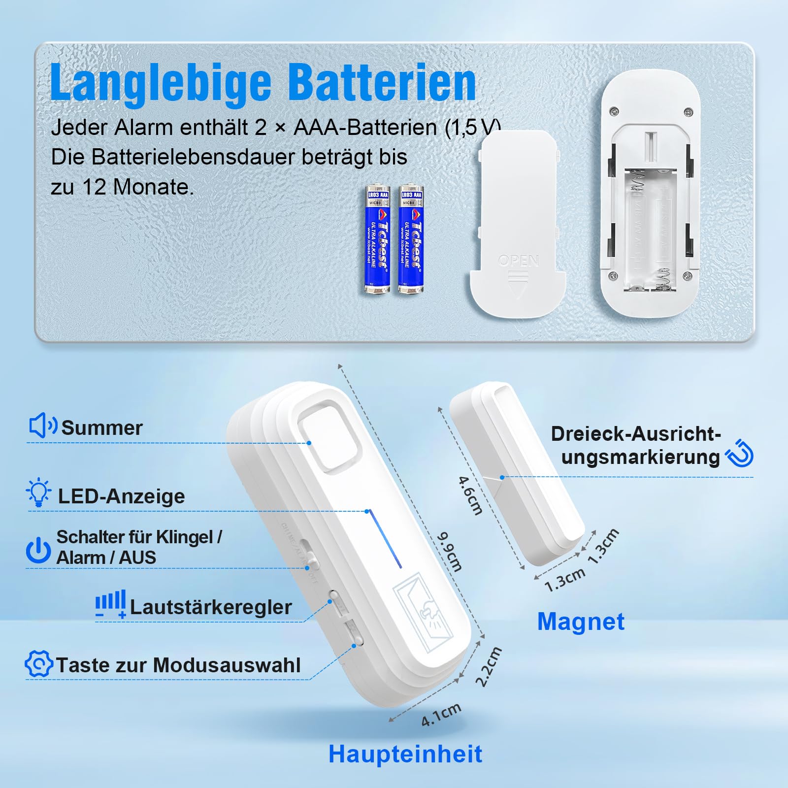 SanJie Alarma de puerta y ventana, juego de 2 alarmas de puerta con mando a distancia, alarma de puerta/tecnología de seguridad, protección contra robos con sistema de alarma de seguridad para el