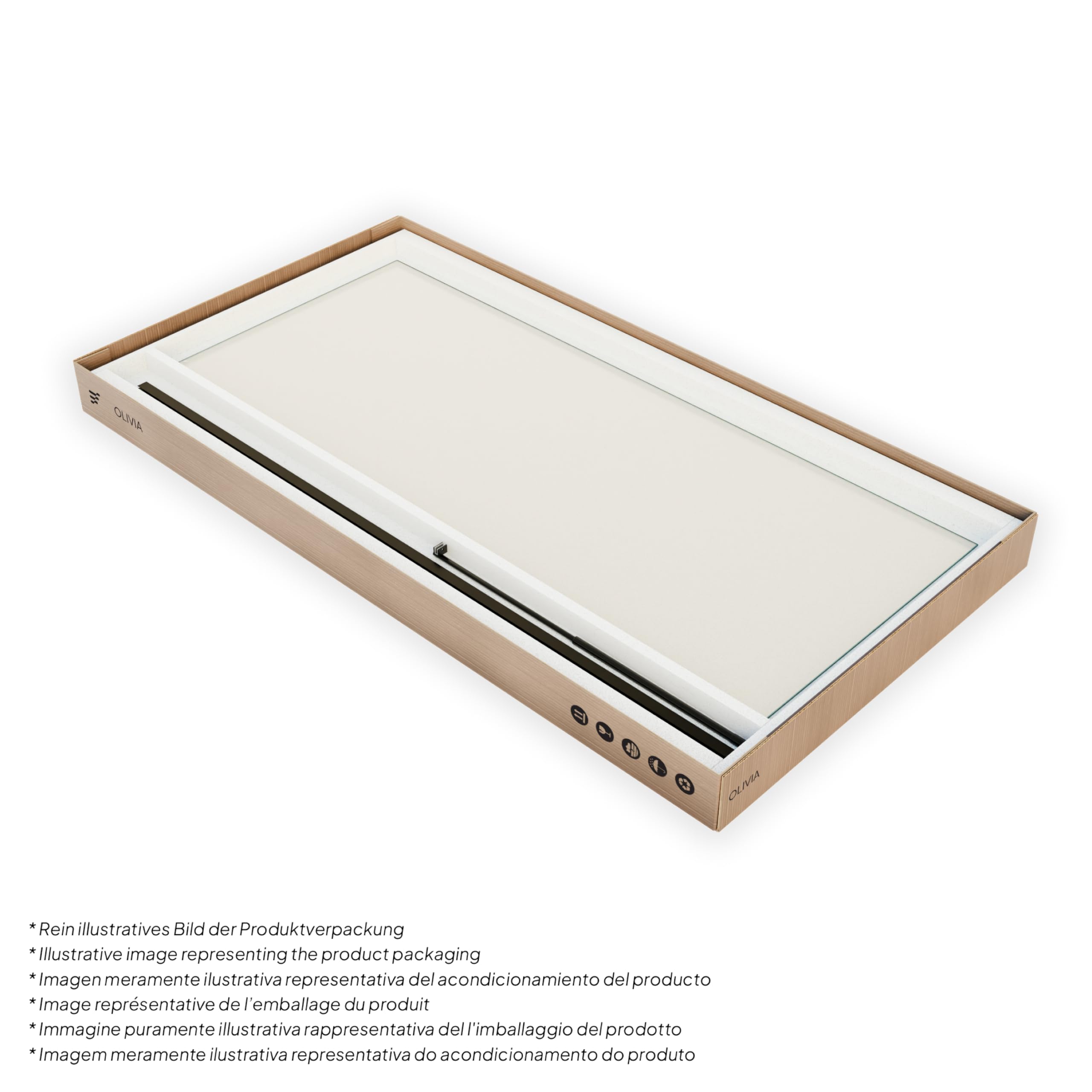 Mampara de Ducha, Panel Fijo, Walk In Fiona 130x200 cm - Vidrio de Seguridad Templado Transparente de 10 MM, Barra Estabilizadora 20BM y Perfil de Pared de Inox Negro